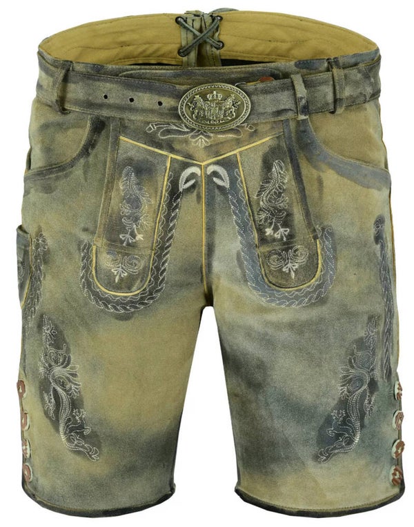 Heren lederhose kort maat 46 tm 60  geitenleer TM08