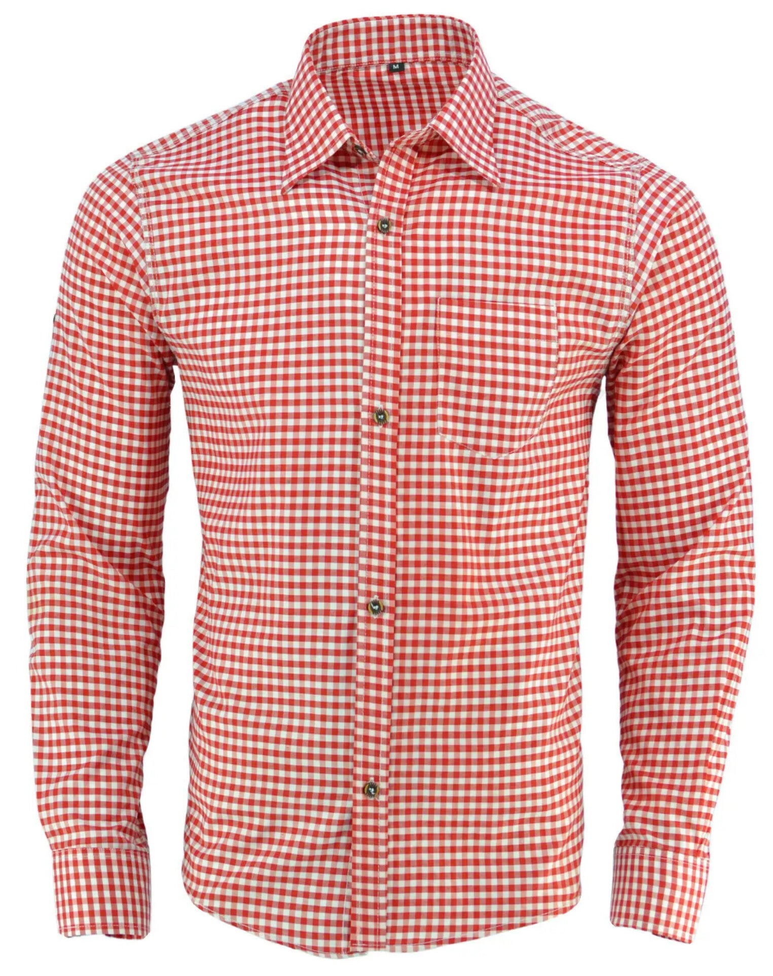 Trachten overhemd rood/wit geblokt s tm 4XL