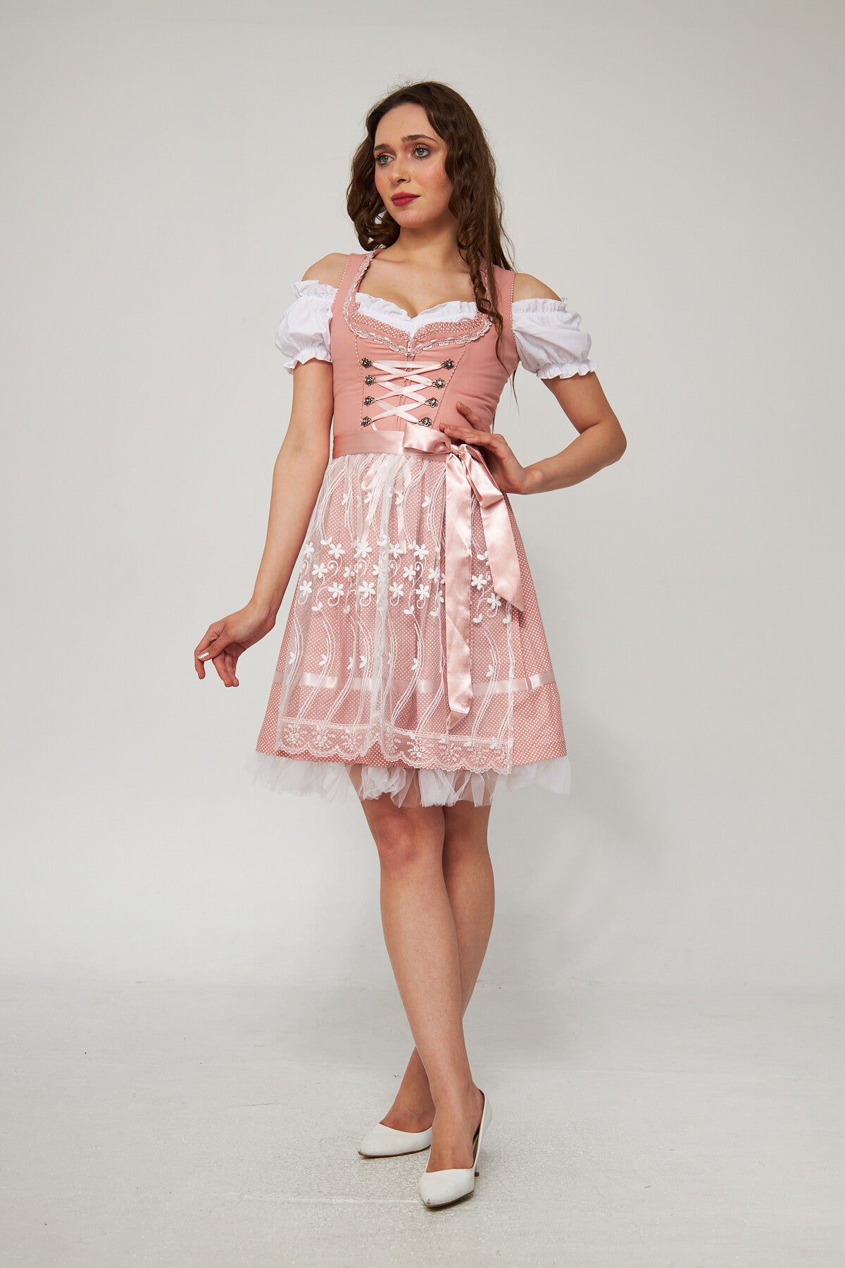 3-delige Dirndl Steffi roze maat 40 tm 52
