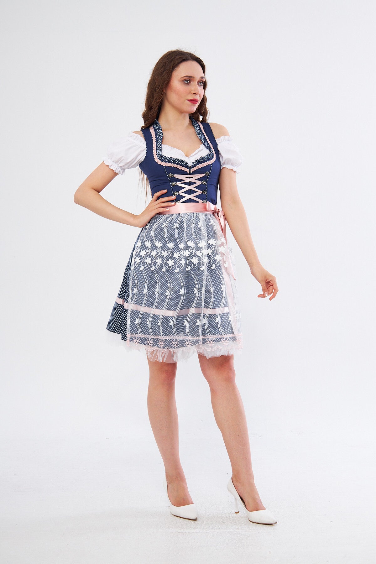 3-delige Dirndl Steffi blauw maat 40 tm 52