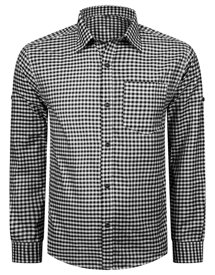 Trachten overhemd zwart/wit geblokt s tm 4XL