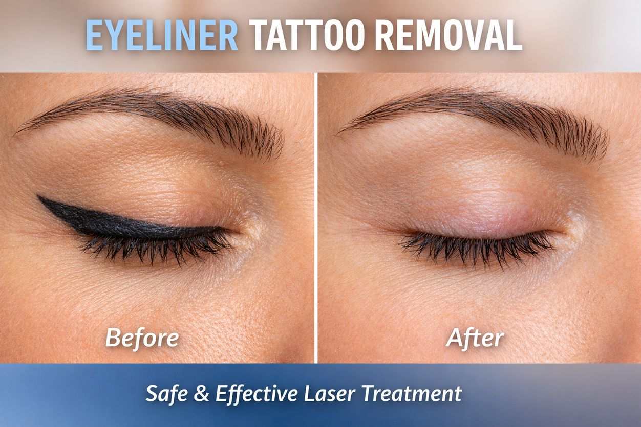 Eyeliner tattoo removal before and after at Pulsar Laser Studio Chorley
