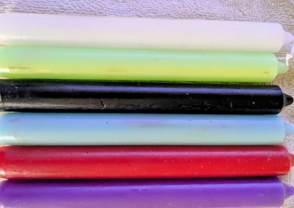 KIT DE 6 GRANDE BOUGIES DE COULEUR A SCULPTÉ POUR RITUEL