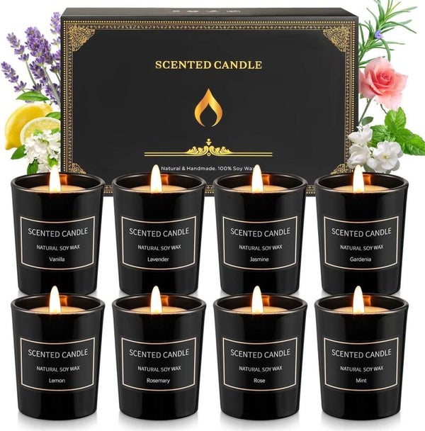 ENSEMBLE DE 8 BOUGIES ARO POTS NOIR