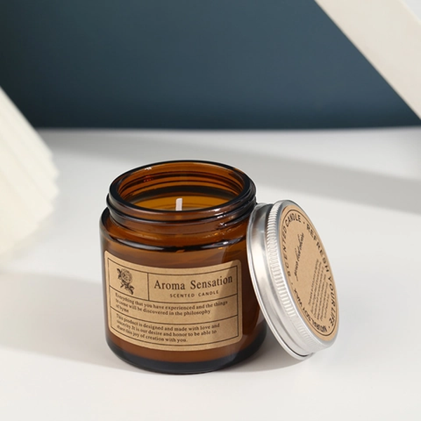 BOUGIE AROMATIQUE SERIE POT AMBRE DURÉE DE 16 HEURES