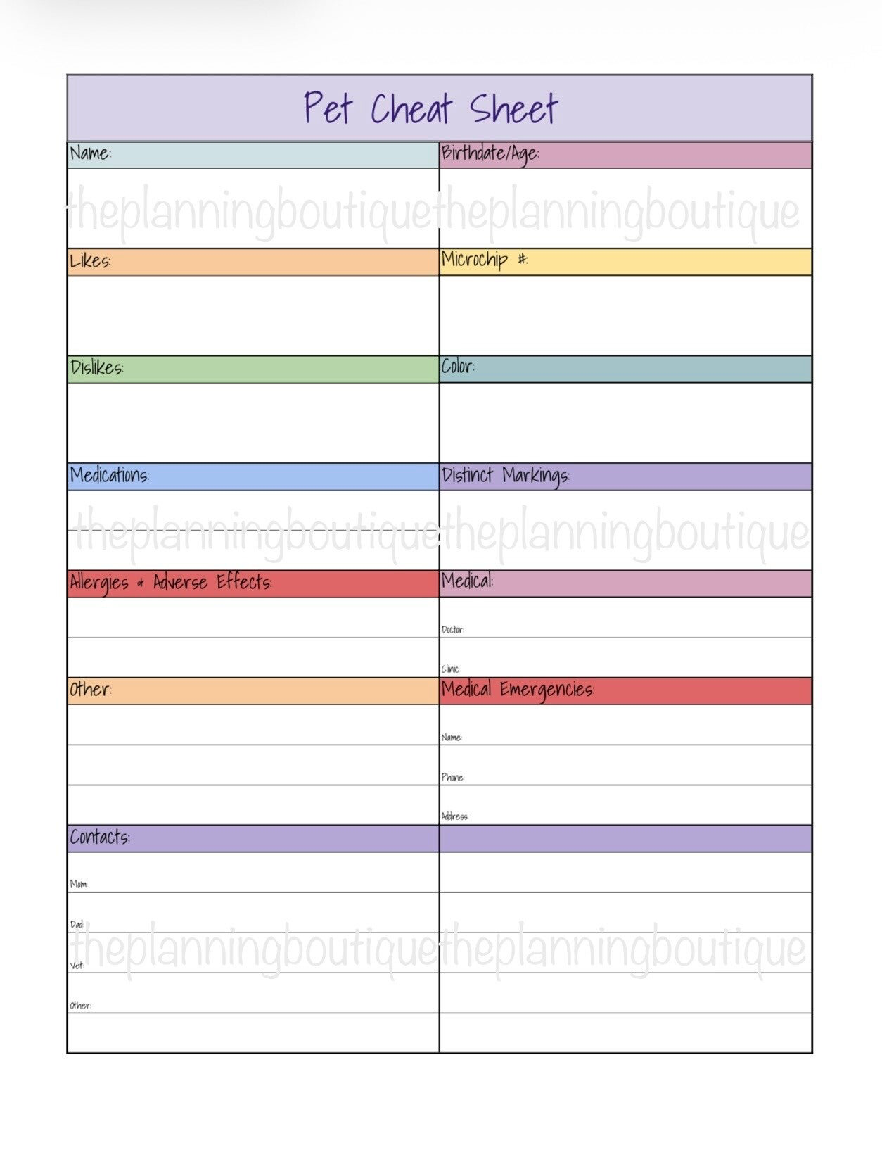 Puppy Cheat Sheet Page