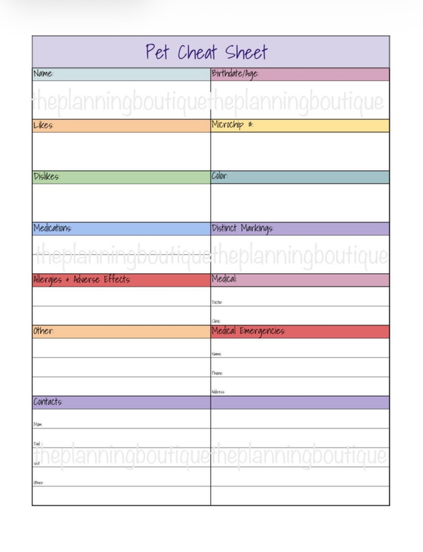 Puppy Cheat Sheet Page