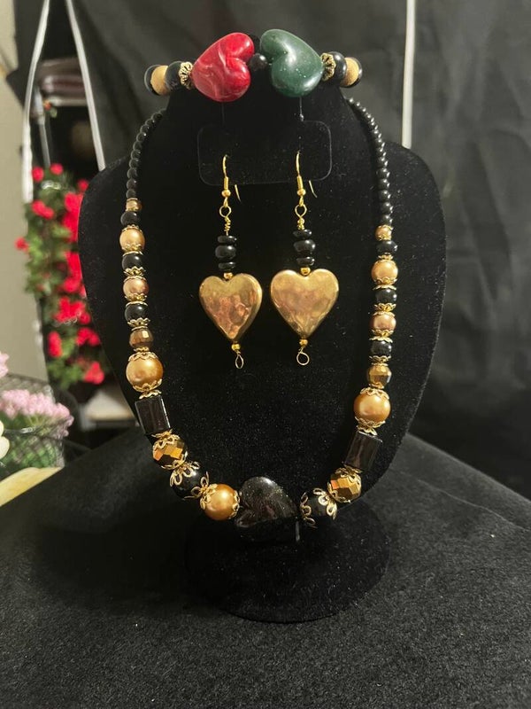 Boho Vintage-Inspired Hearts Jewelry Set