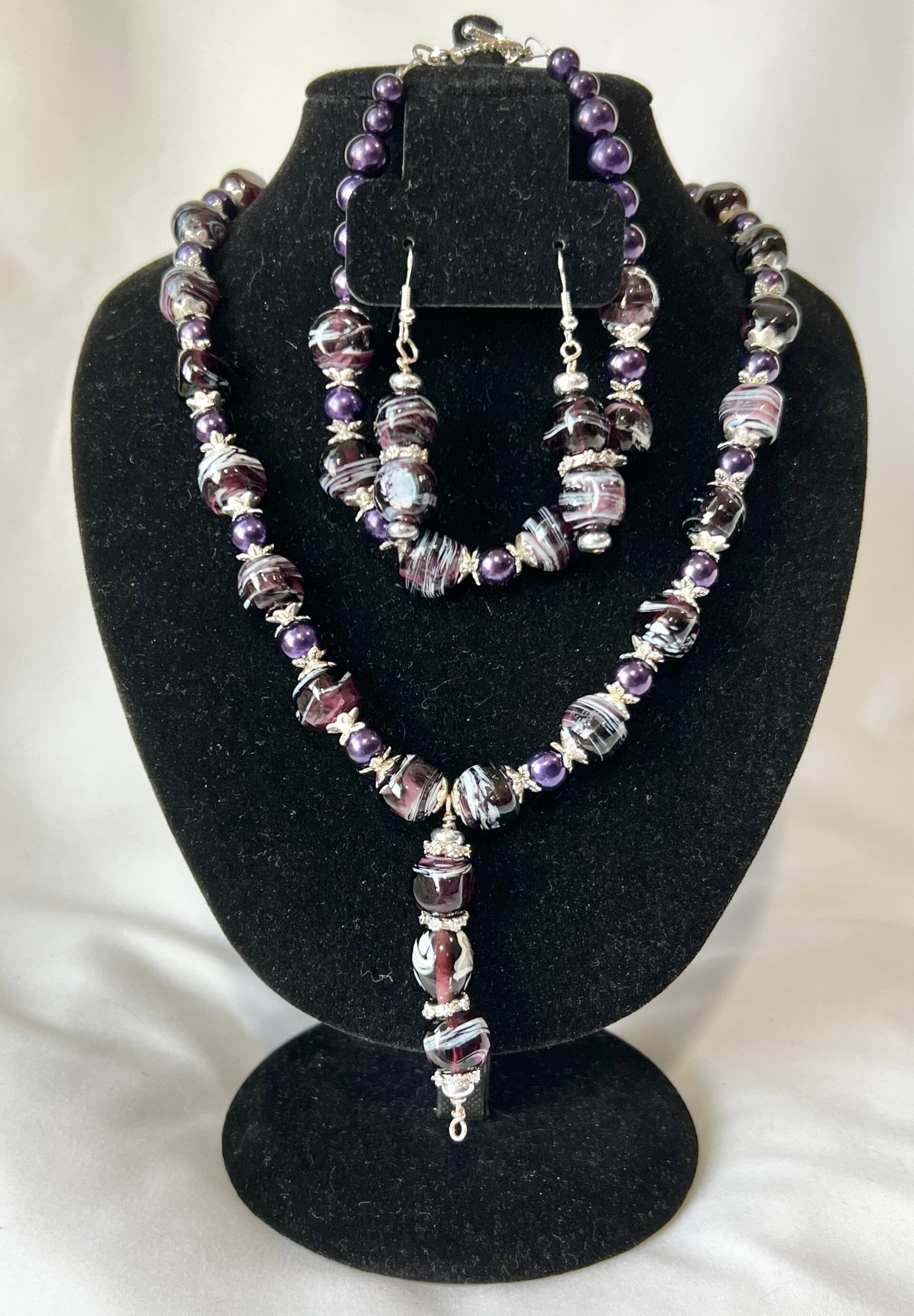 Midnight Lavender Swirl Jewelry Set