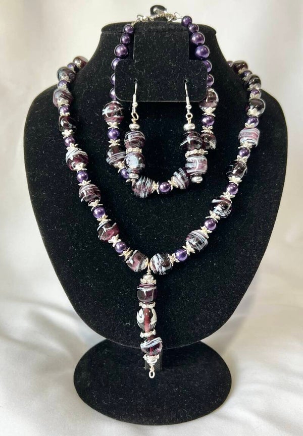 Midnight Lavender Swirl Jewelry Set