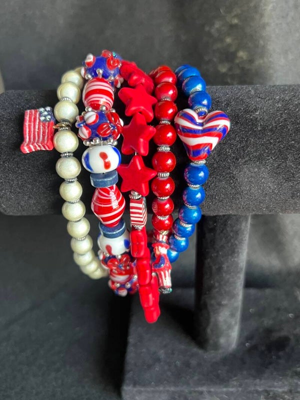 Star-Spangled Sparkle Americana Charm Stack Bracelet