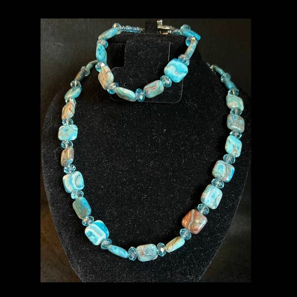 Aqua Blue Malachite Dreams Jewelry Set