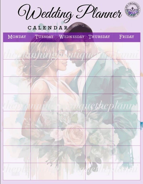Weddding Calendar Sheet