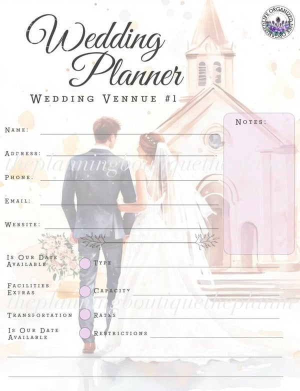 Wedding Venue #1 Worksheet