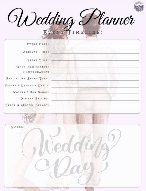 Wedding Evant Timeline Worksheet