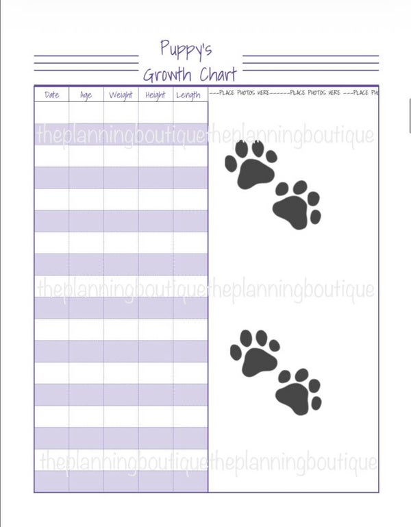 Puppy Growth Chart Sheet