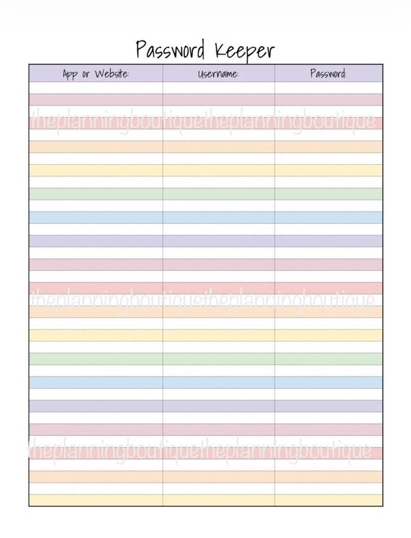Password Keeper Sheet