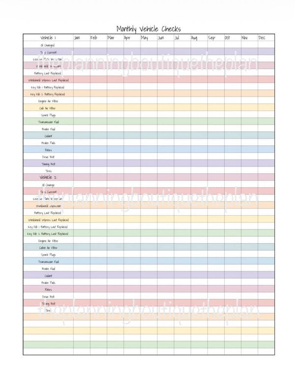 Monthly Vehicle Checks Sheet