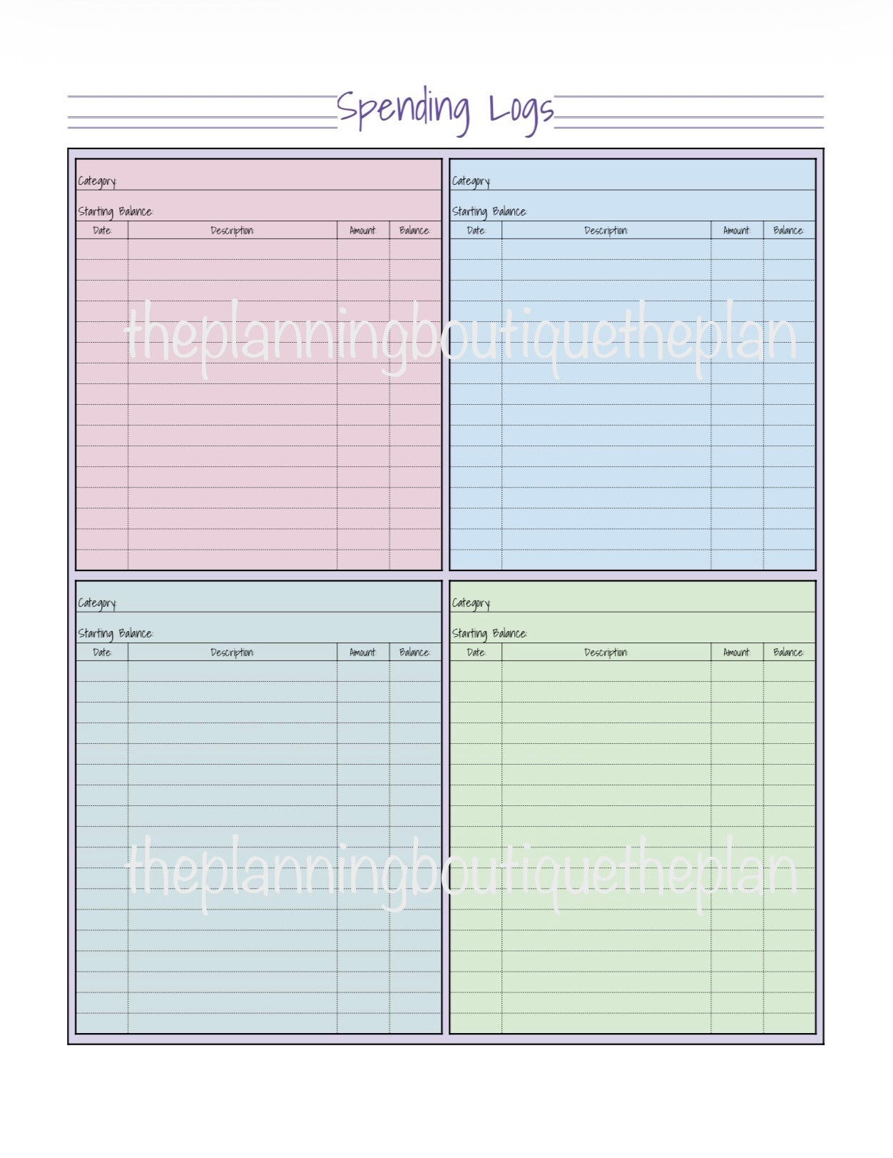 Spending Logs Sheet