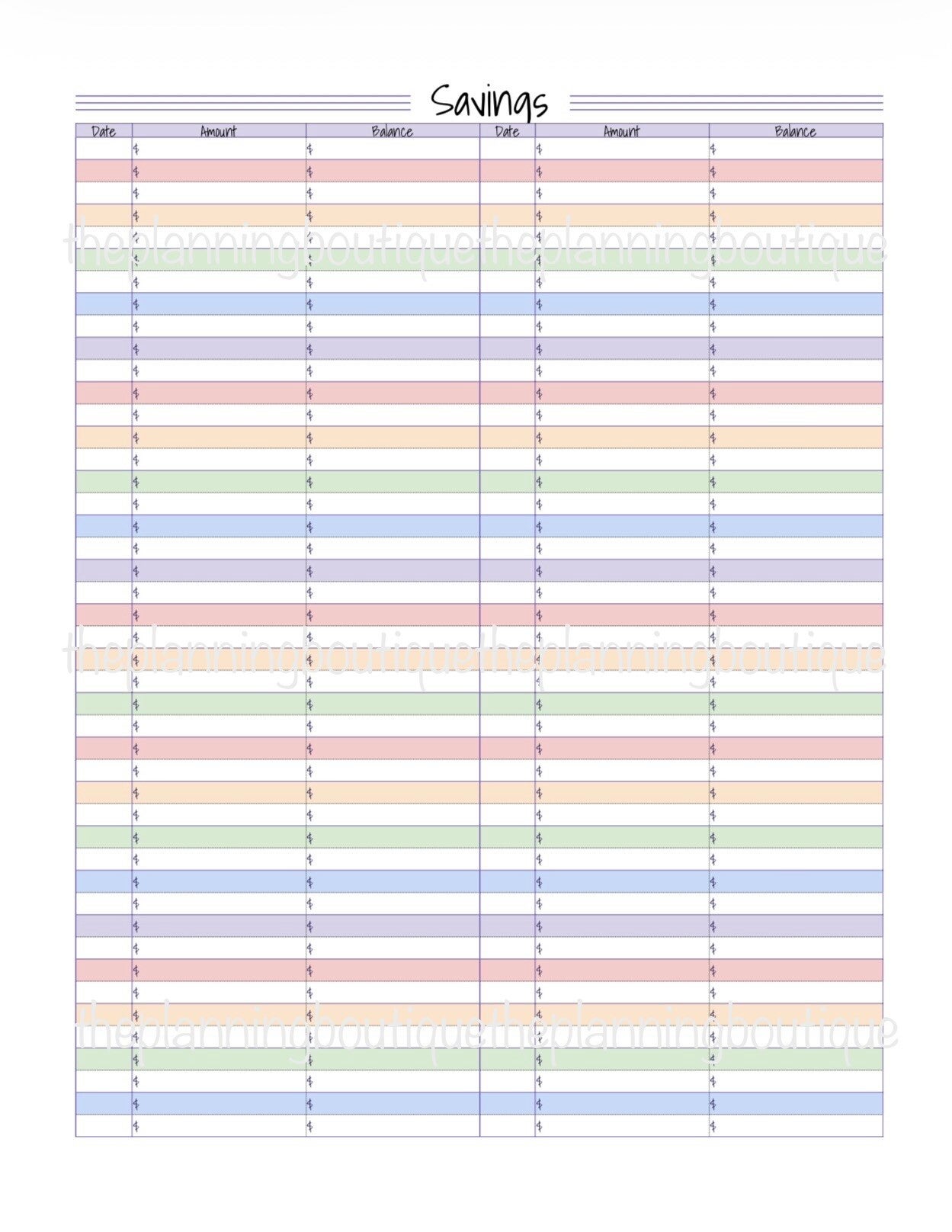 Savings Worksheet
