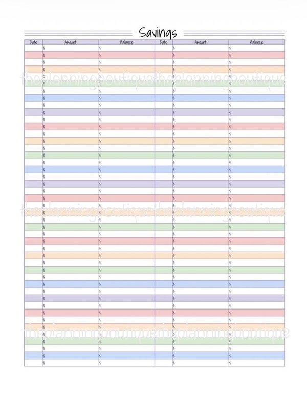 Savings Worksheet