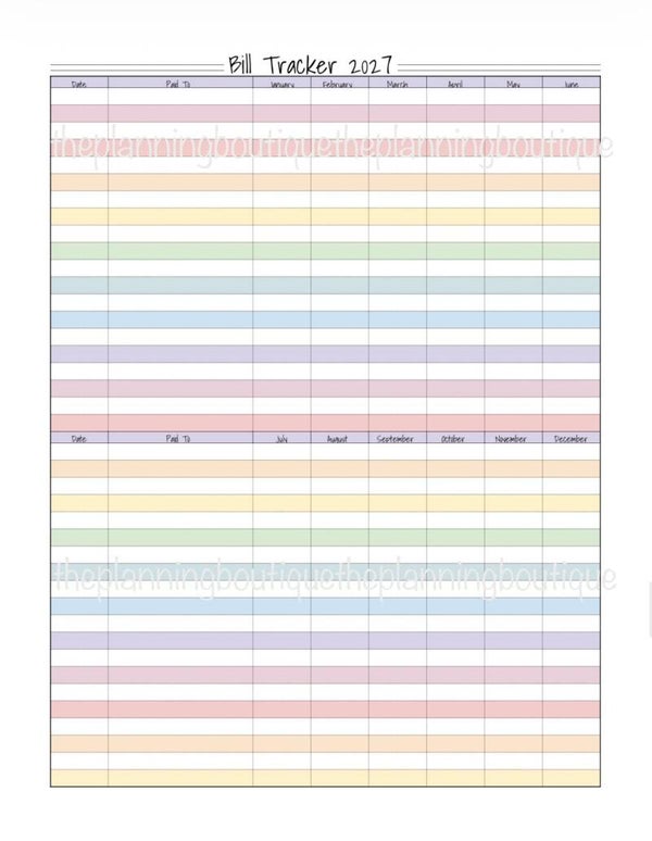 Bill Tracker 2027 Worksheet