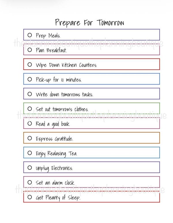 Prepare For Tomorrow Sheet
