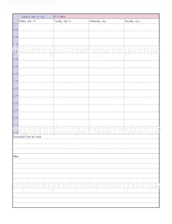 Weekly Calendar Pages