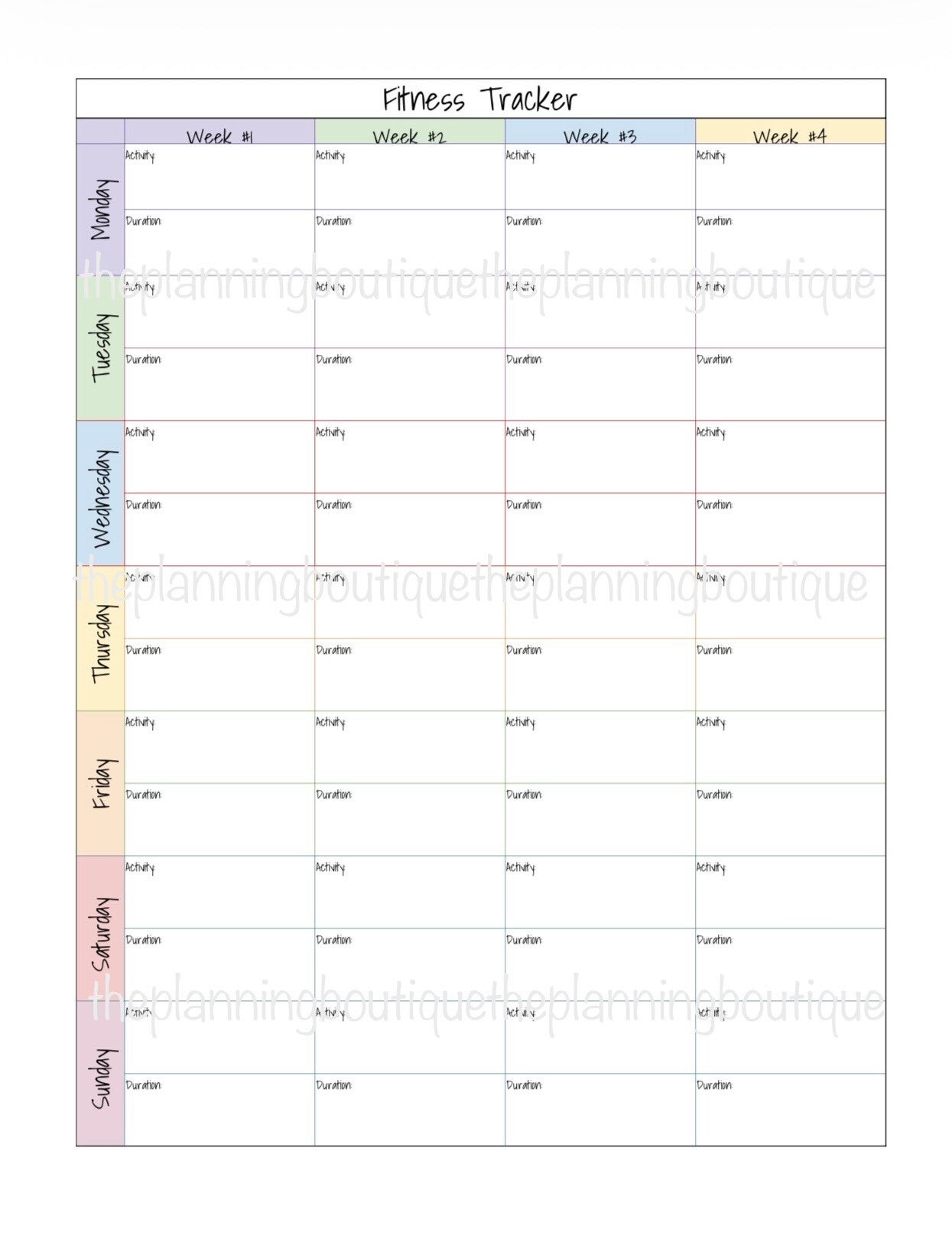 Fitness Tracker Worksheet