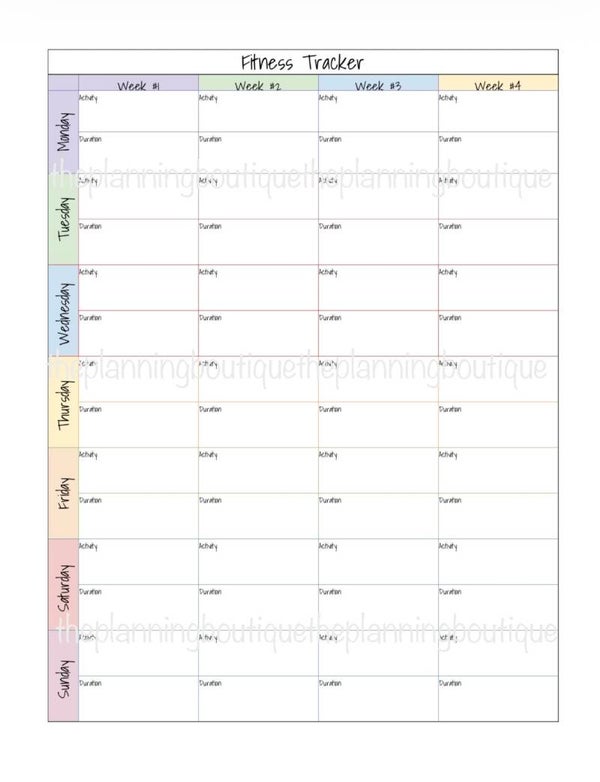 Fitness Tracker Worksheet