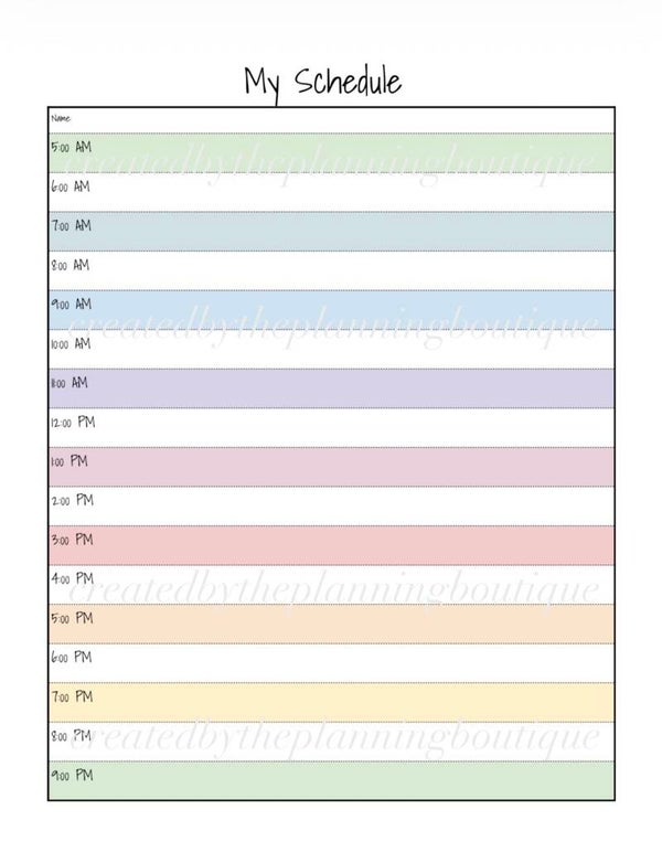 My Schedule Sheet