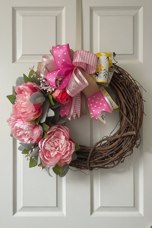 Pretty in Pink Grapevine Wreath