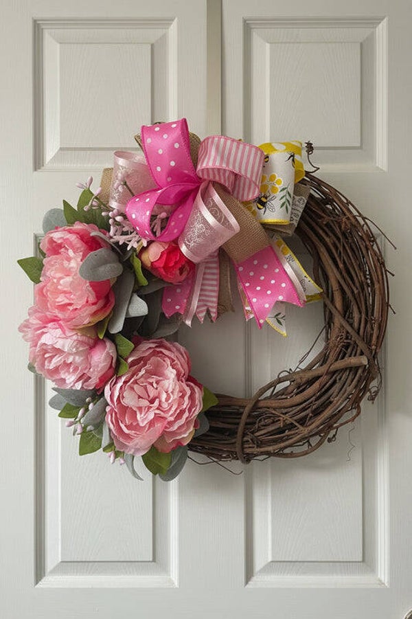 Pretty in Pink Grapevine Wreath