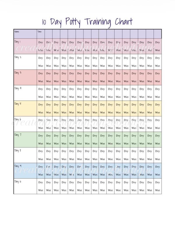 10 Day Potty Training Chart Sheet