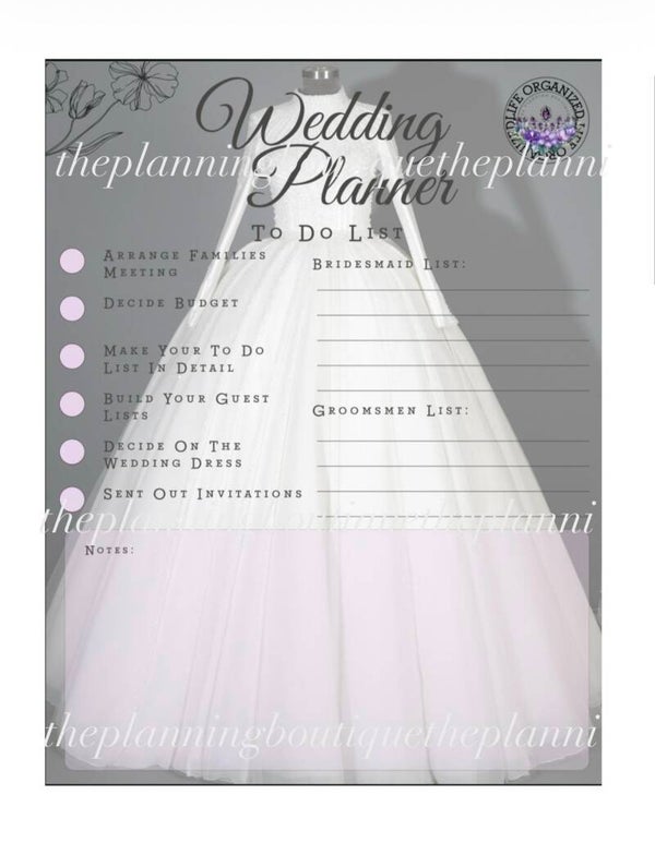Wedding To Do List Sheet