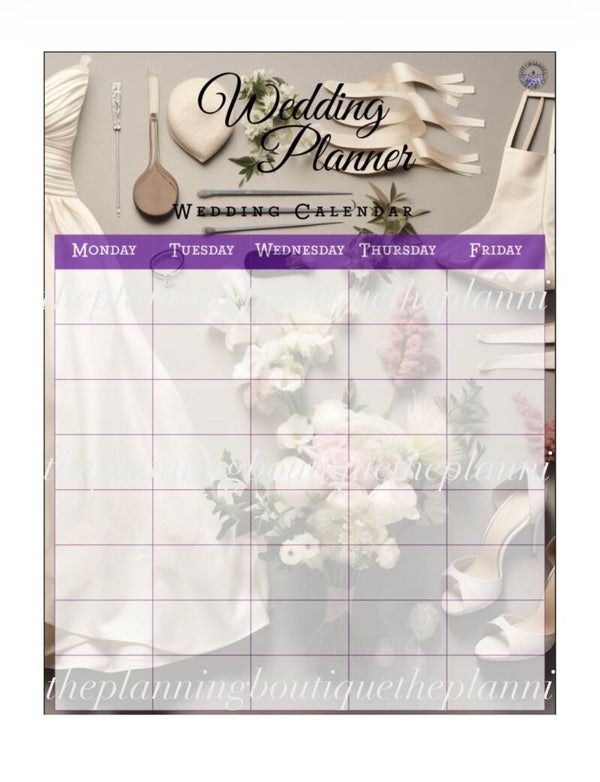 Wedding Calendar Sheet