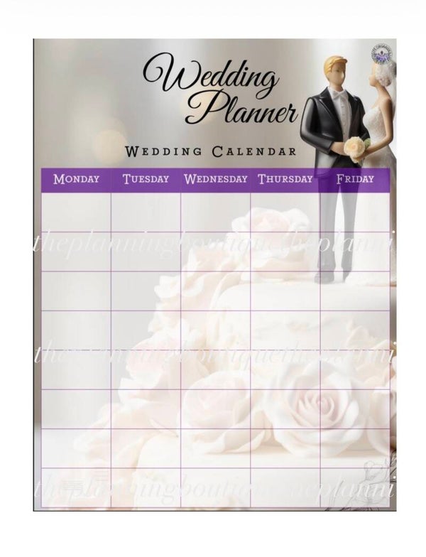 Wedding Calendar Sheet