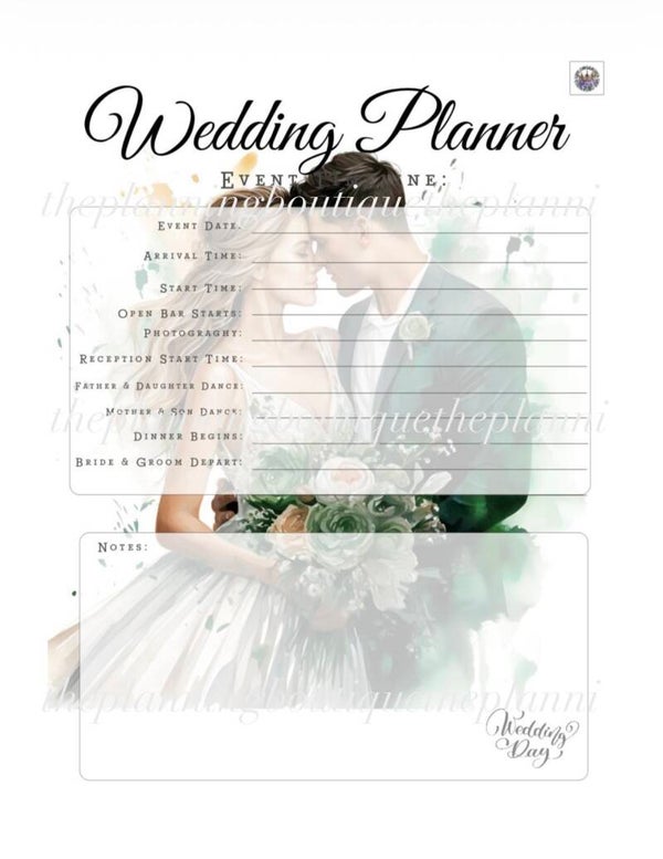 Wedding Timeline Worksheet