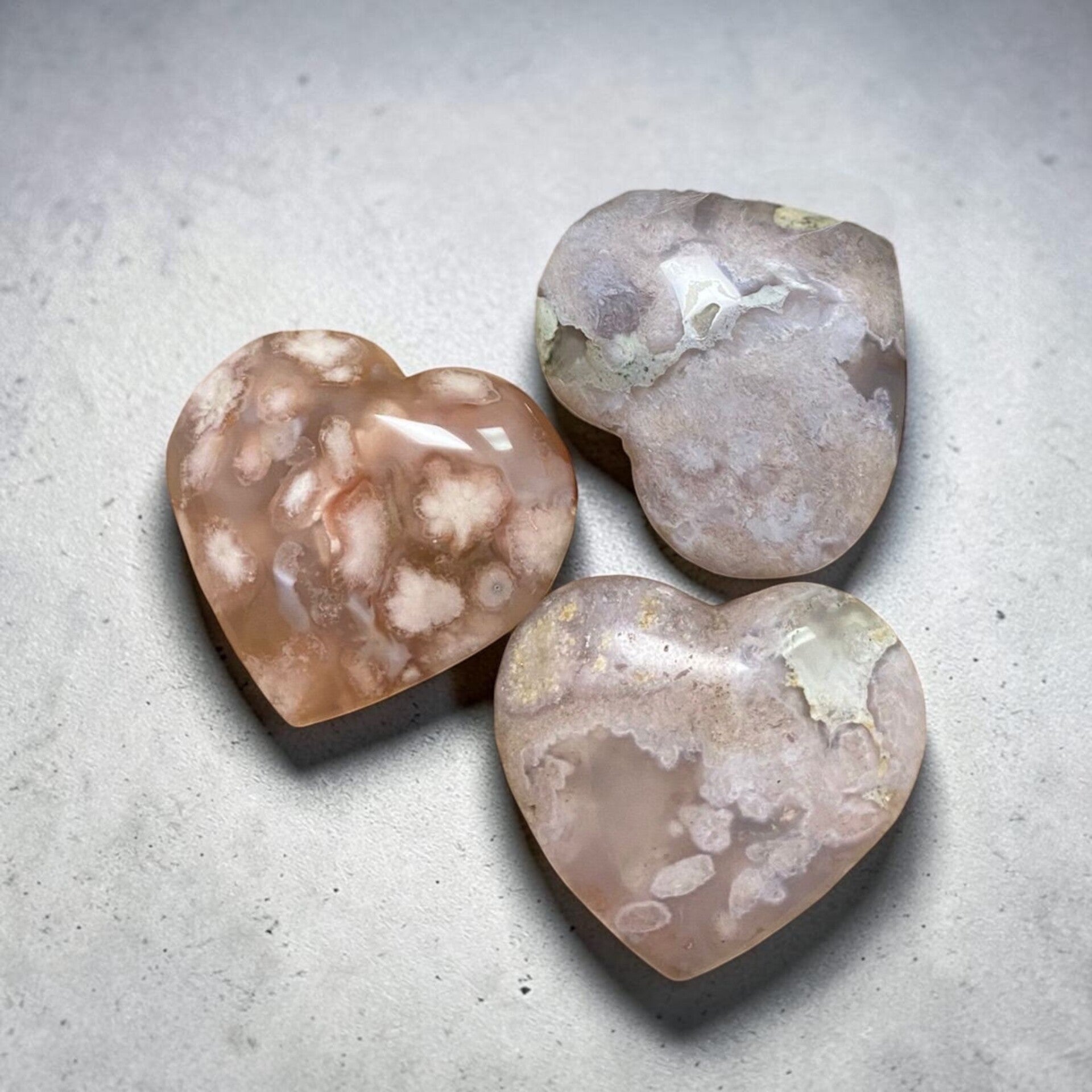 Agate fleur de cerisier coeur