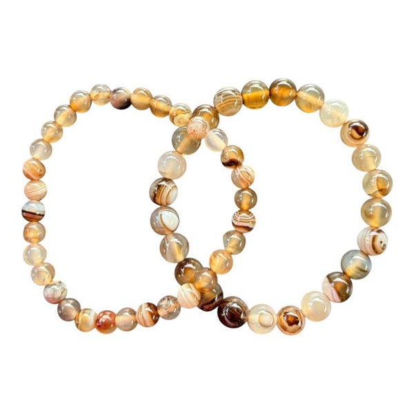 Bracelet Agate rubannée brune