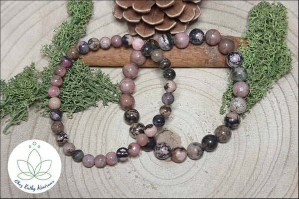Bracelet Rhodonite rose avec manganèse
