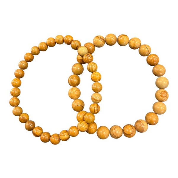 Bracelet Bois fossile jaune d'Indonésie