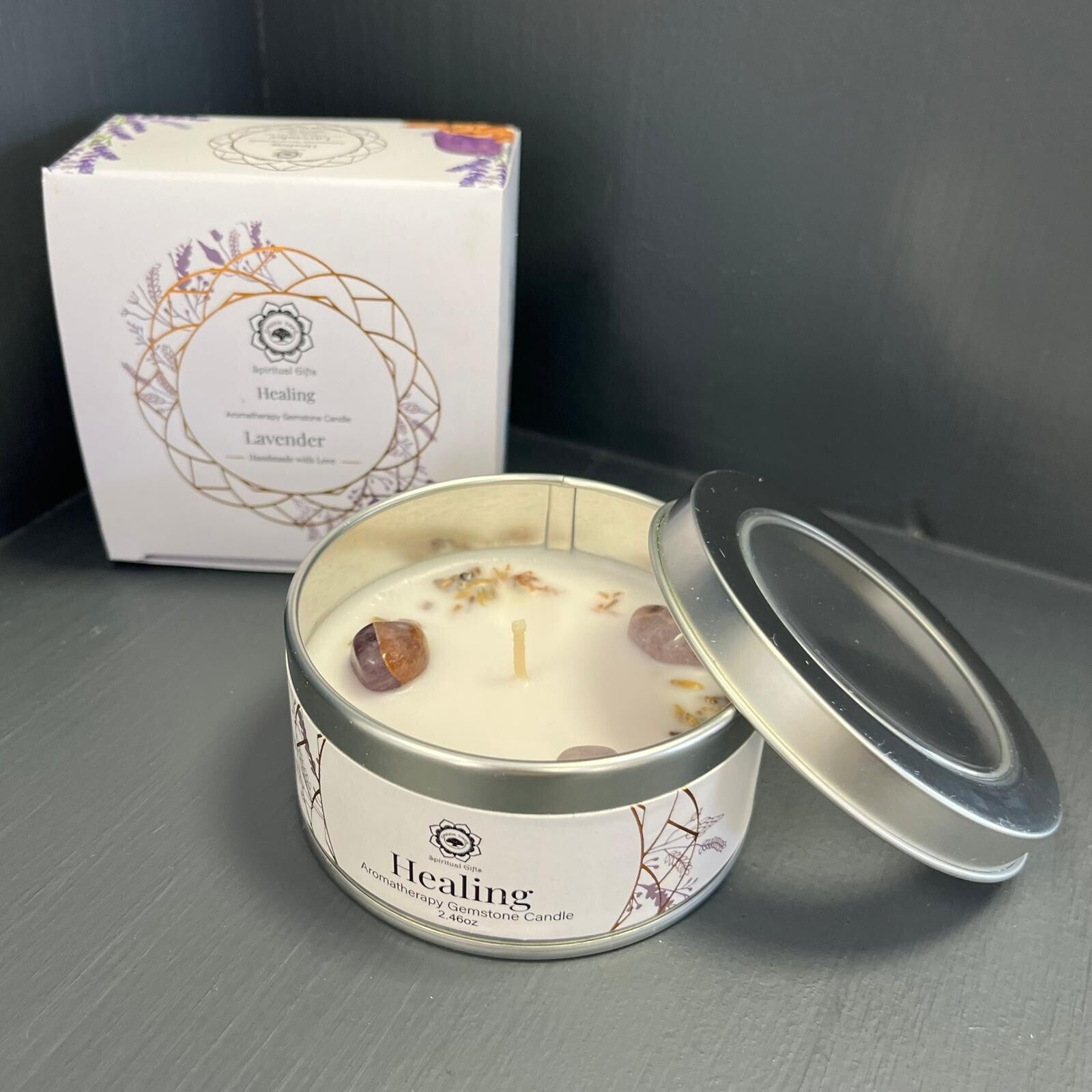 Bougie Green Tree Guérison - Améthyste + Lavande