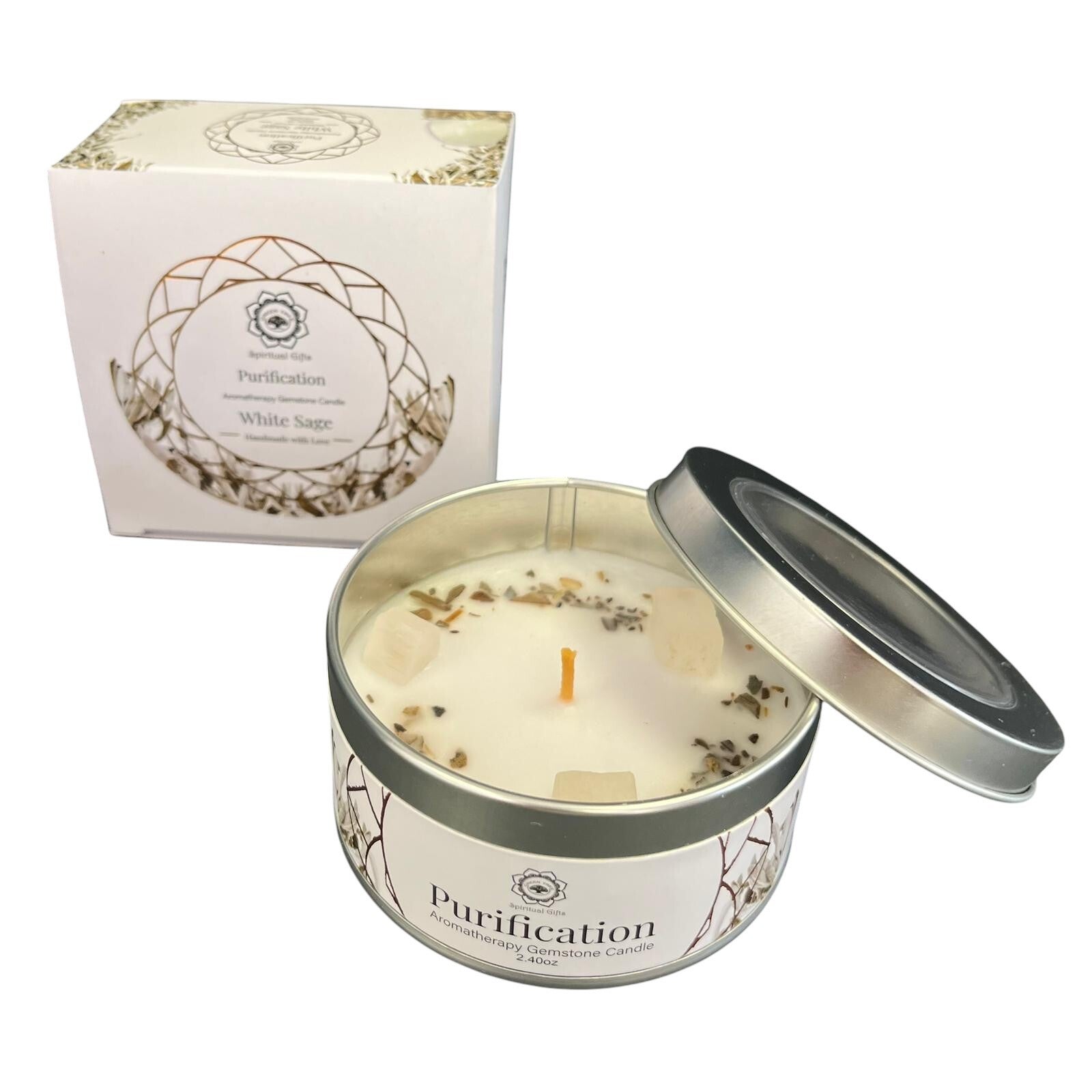 Bougie Green Tree Purification - Sélénite + Sauge blanche