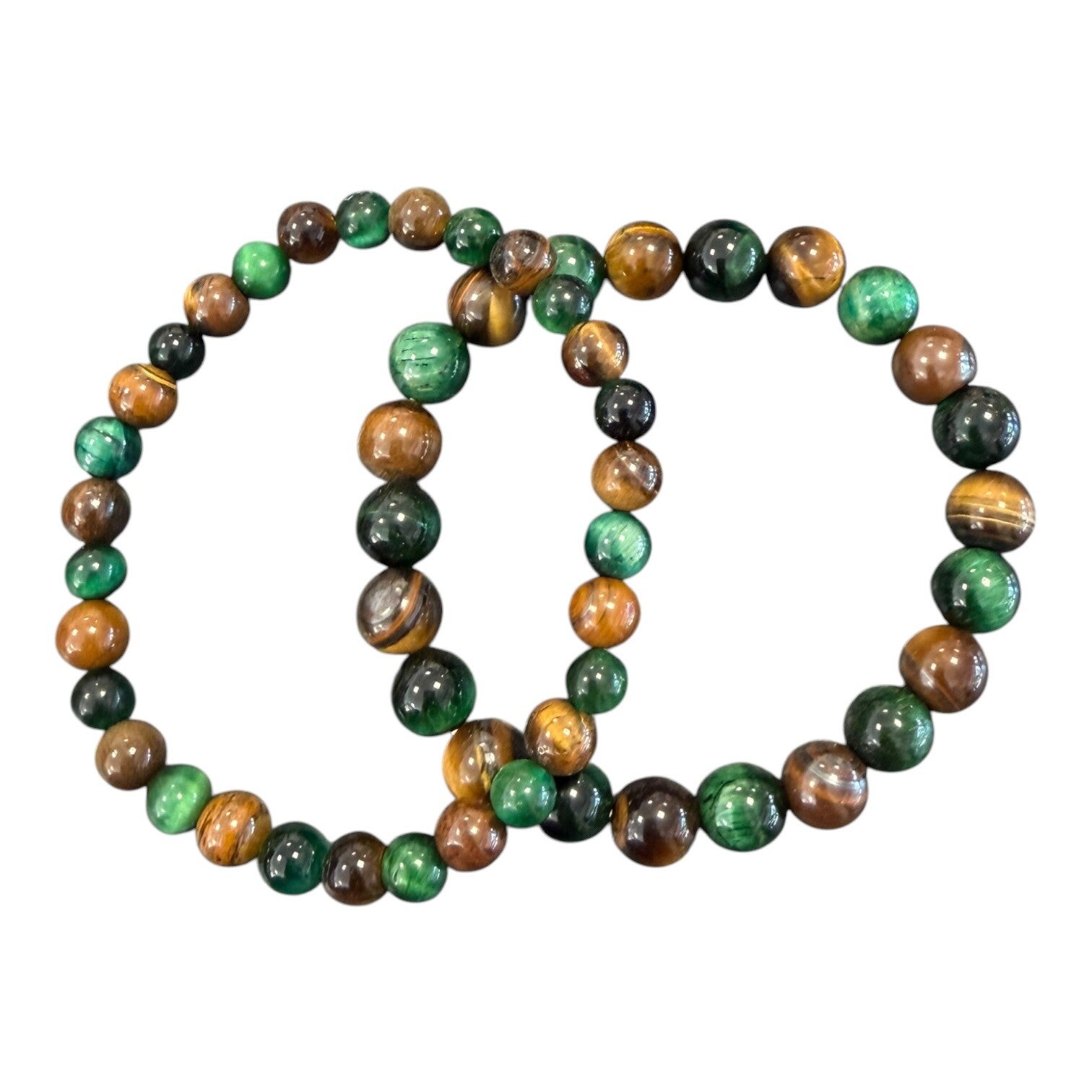 Bracelet Oeil de Tigre et Oeil de Tigre teinté vert