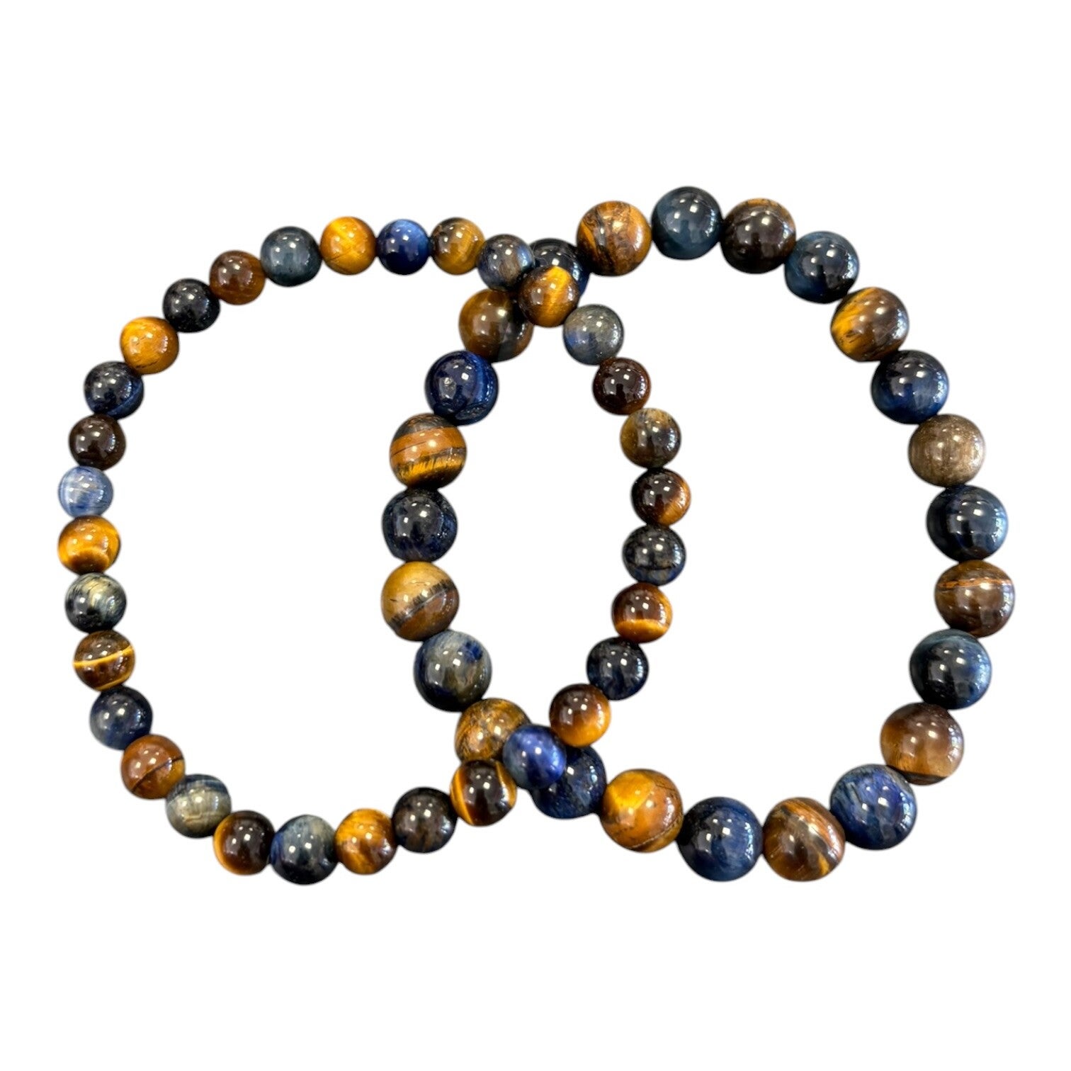 Bracelet Oeil de Tigre et Oeil de Tigre teinté bleu