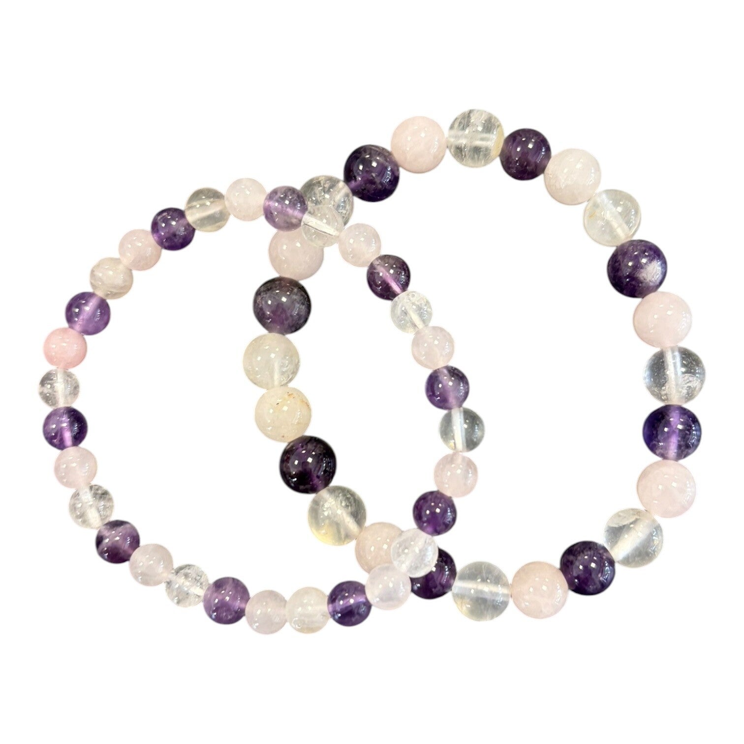 Bracelet Améthyste - Quartz rose - Cristal de roche