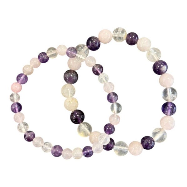 Bracelet Améthyste - Quartz rose - Cristal de roche
