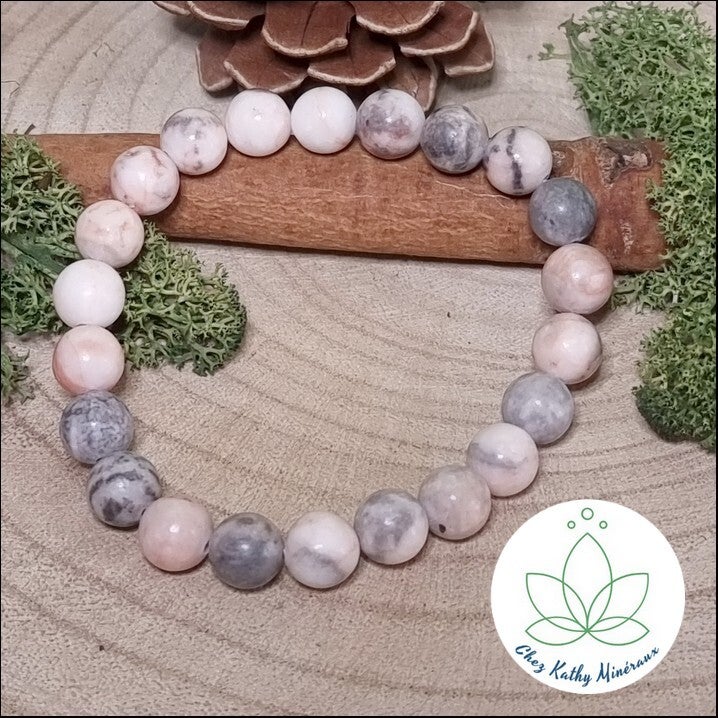 Bracelet Jaspe Marbre Zèbre rose