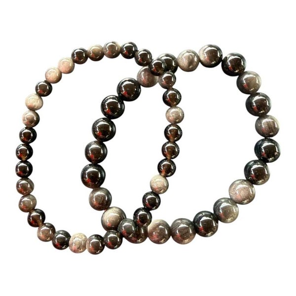 Bracelet Obsidienne argentée